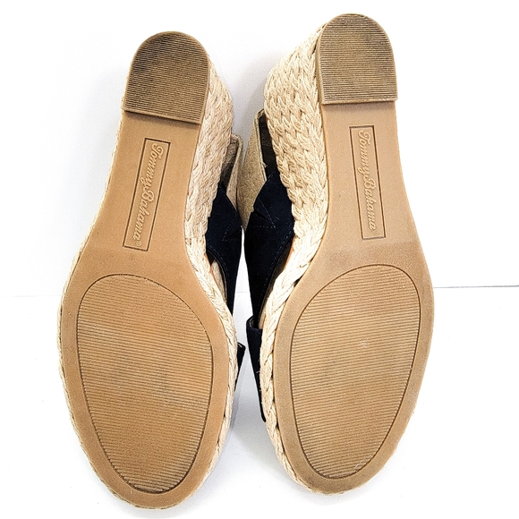 Tommy Bahama Stacey Womens Sz.7 Navy Wedge Peep Toe Slip On Heels Sandal - Picture 7 of 9